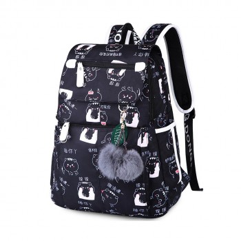 OKKID school bags for girls female laptop backpack usb backbag children backpacks cute cat